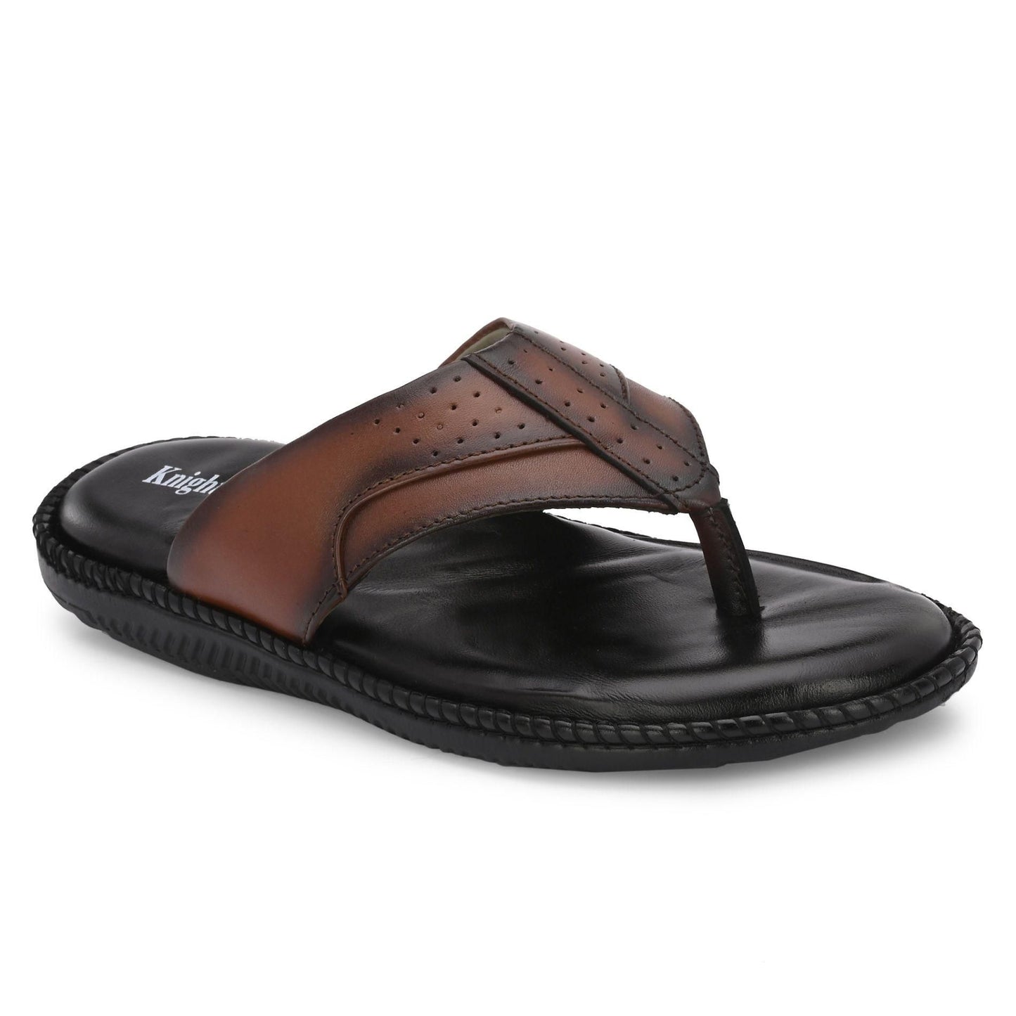 Men's Tan Genuine Leather Slippers by KNIGHT WALKERS