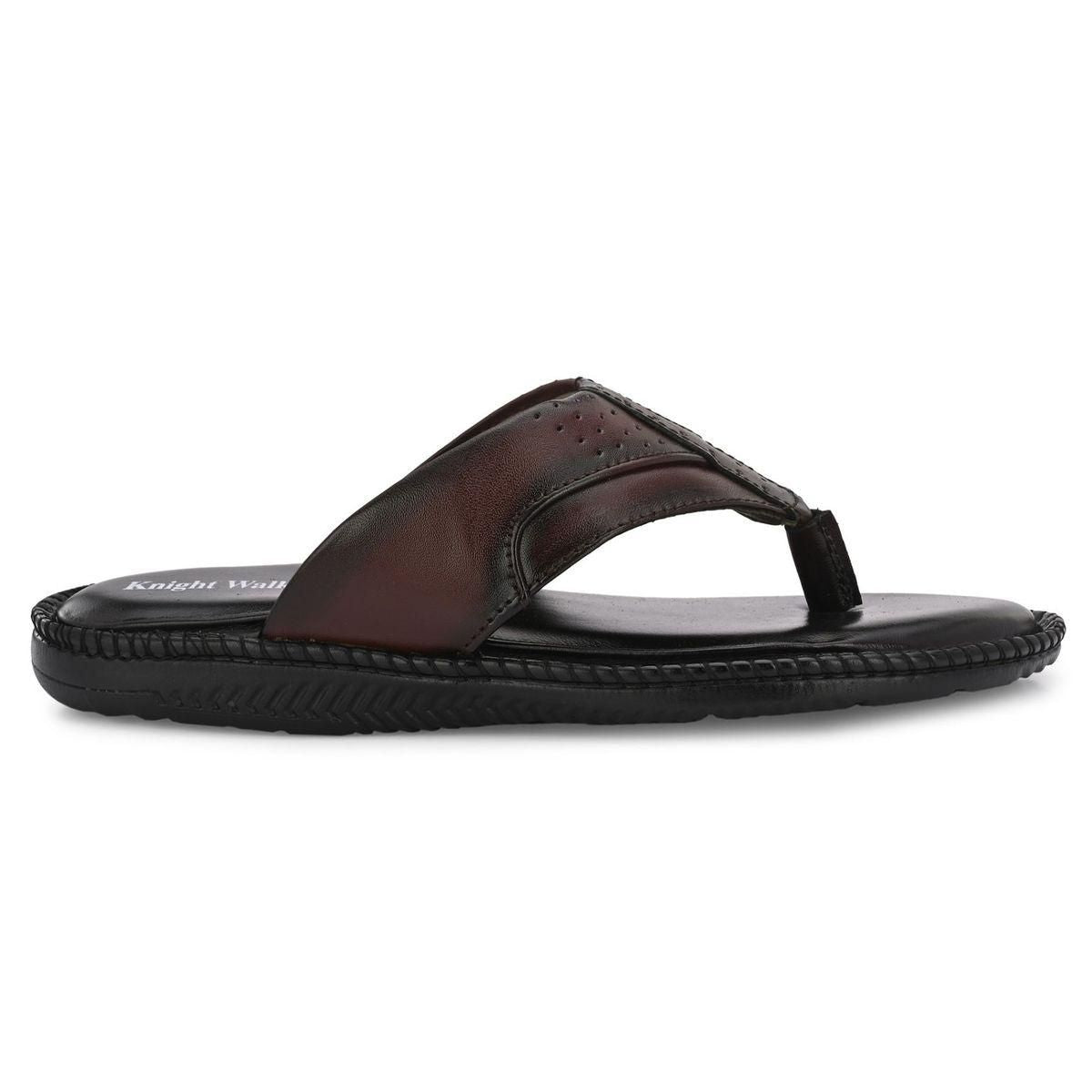 Men's Brown Genuine Leather Slippers by KNIGHT WALKERS