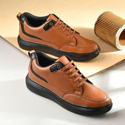 Knight Walkers Men's Tan Faux Leather Casual Shoes