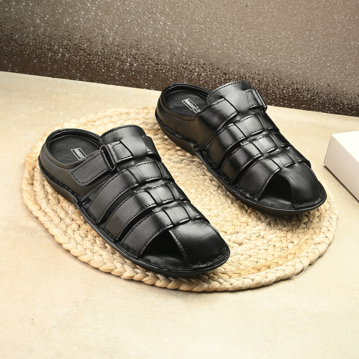 Knight Walkers Men's Premium Leather Slip-On Sandals