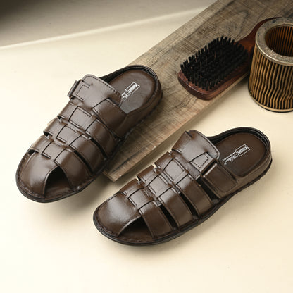 Knight Walkers Men's Premium Leather Slip-On Sandals