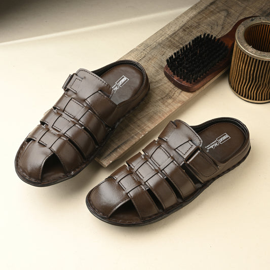 Knight Walkers Men's Premium Leather Slip-On Sandals