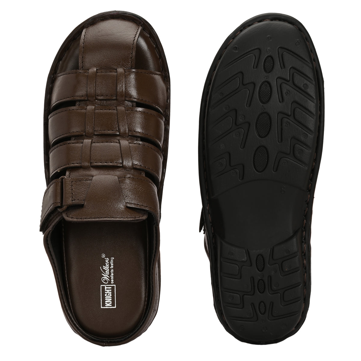 Knight Walkers Men's Premium Leather Slip-On Sandals