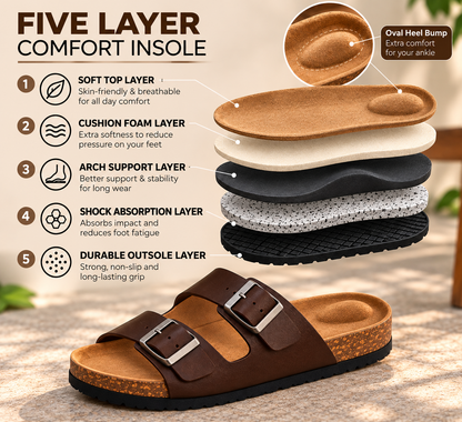 👣 KnightWalkers Arizona Men's Brown Leather Sandals