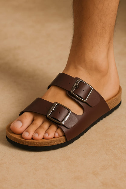 👣 KnightWalkers Men's Arizona Brown Leather Sandals – Timeless Comfort, Classic Style 👣