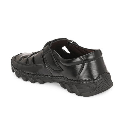 Handcrafted Premium Black Roman Sandals For Men