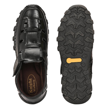 Handcrafted Premium Black Roman Sandals For Men