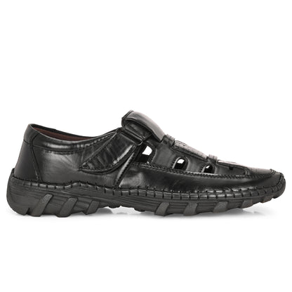 Handcrafted Premium Black Roman Sandals For Men